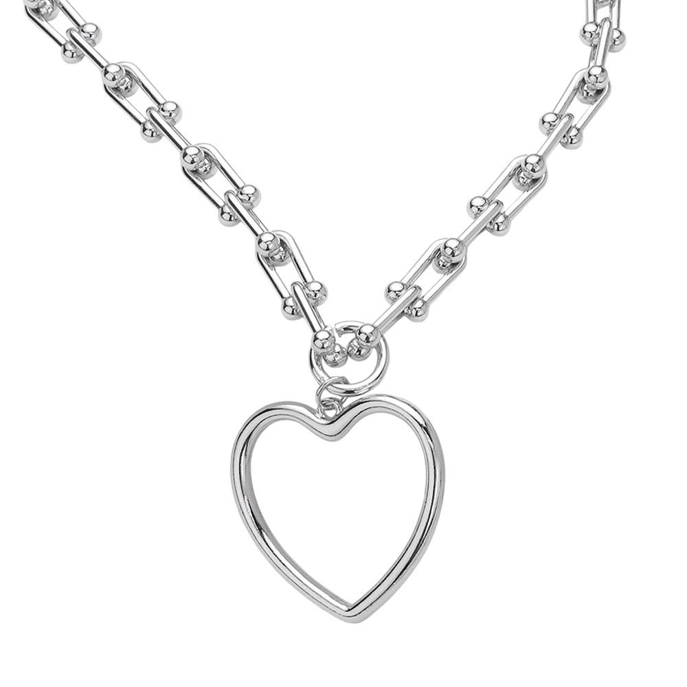 iLLASPARKZ Metal Open Heart Pendant Hardware Chain Necklace