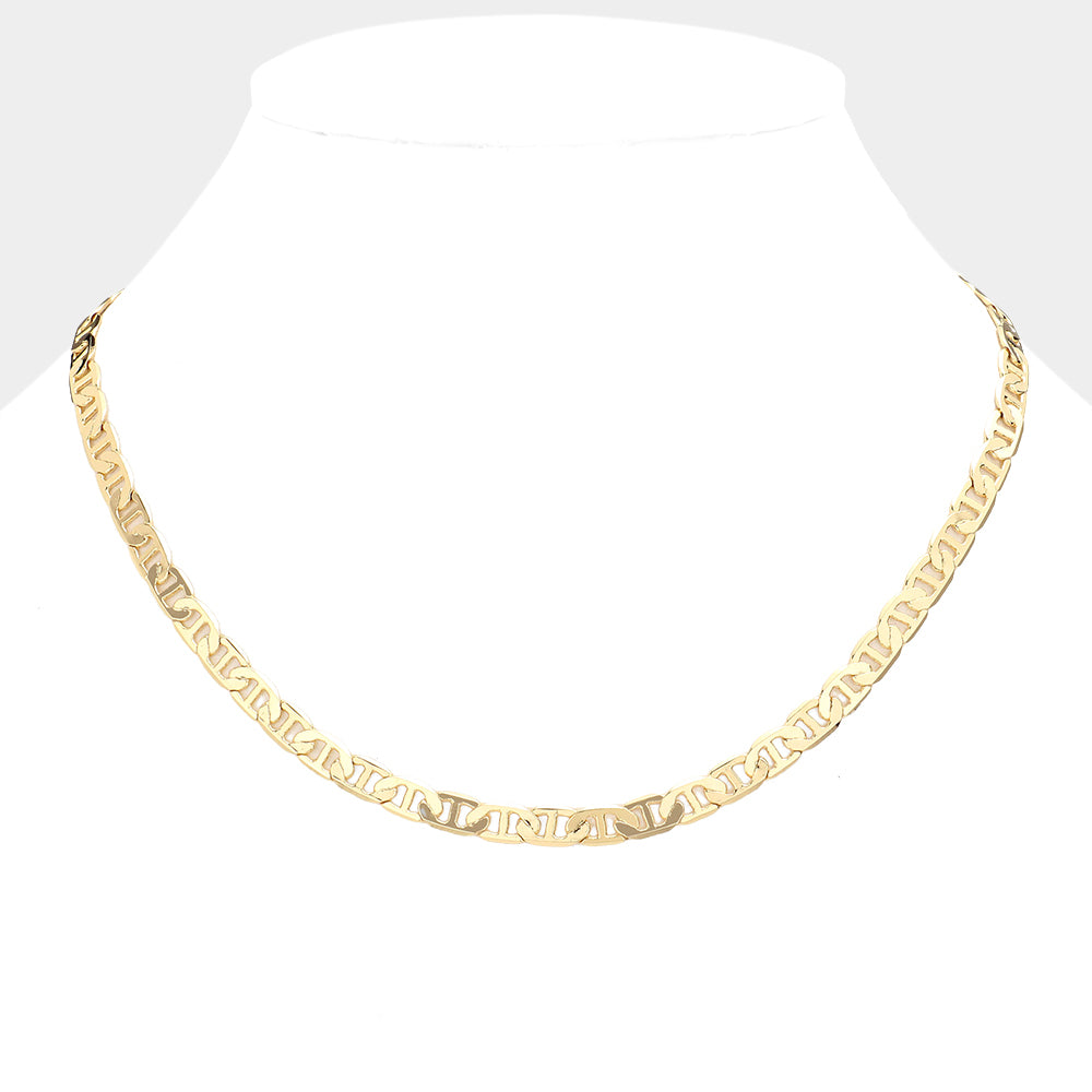 iLLASPARKZ Gold Plated 18 Inch 6mm Mariner Metal Chain Necklace