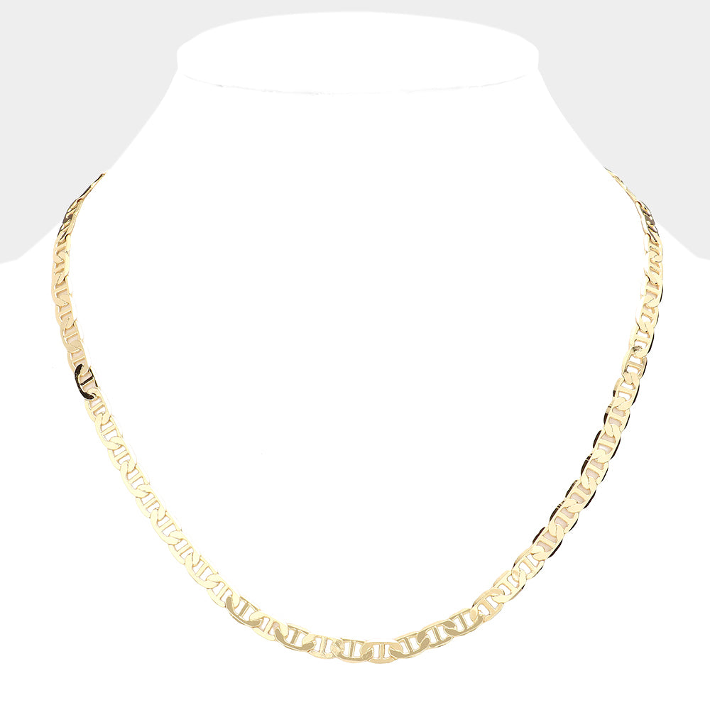 iLLASPARKZ Gold Plated 20 Inch 6mm Mariner Metal Chain Necklace