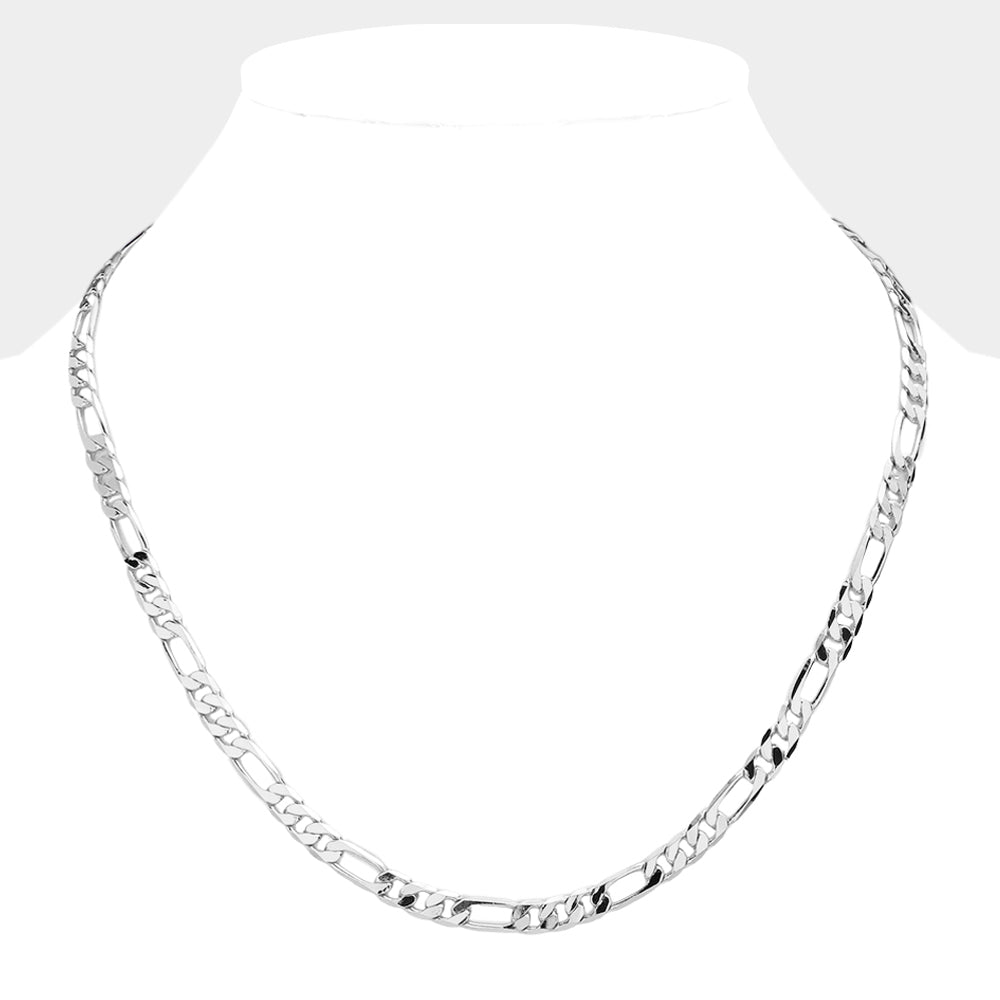 iLLASPARKZ Silver Plated 20 Inch 6mm Figaro Metal Chain Necklace