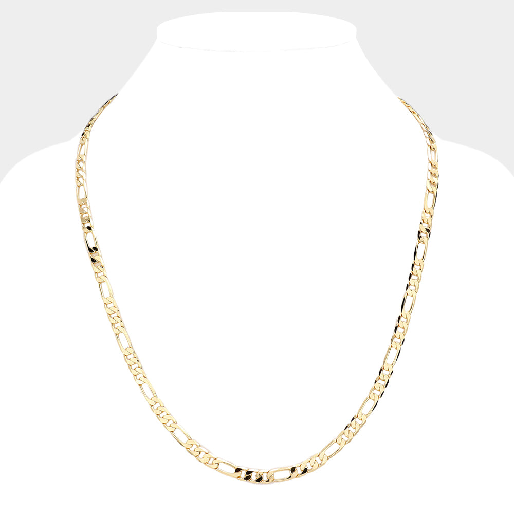 iLLASPARKZ Gold Plated 24 Inch 6mm Figaro Metal Chain Necklace