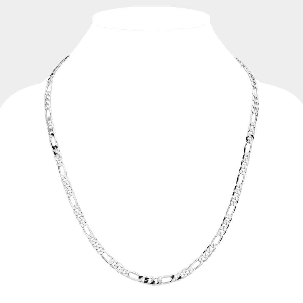 iLLASPARKZ Silver Plated 24 Inch 6mm Figaro Metal Chain Necklace