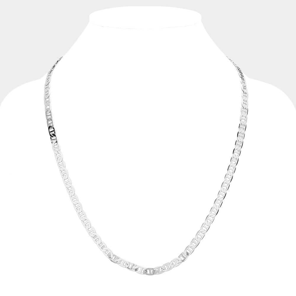 iLLASPARKZ Silver Plated 24 Inch 6mm Mariner Metal Chain Necklace