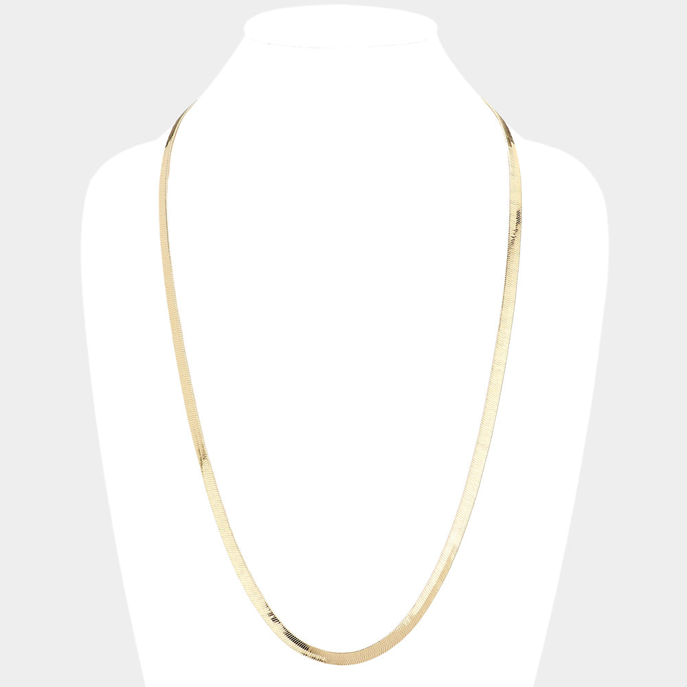 iLLASPARKZ Gold Plated 30 Inch 6mm Herringbone Metal Chain Necklace