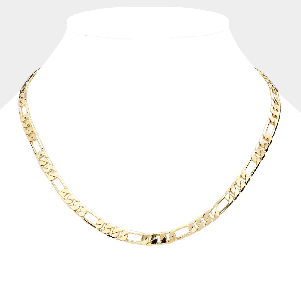 iLLASPARKZ Gold Plated 18 Inch 7mm Figaro Metal Chain Necklace