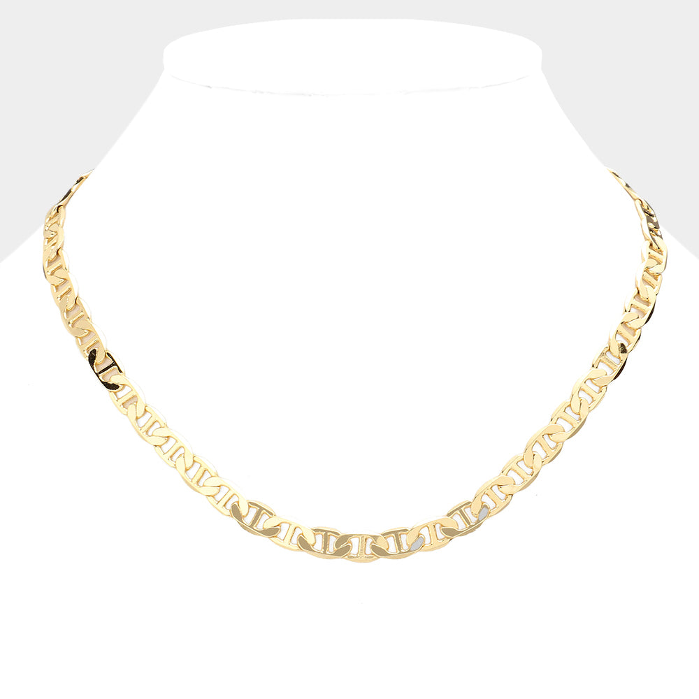 iLLASPARKZ Gold Plated 18 Inch 7mm Mariner Metal Chain Necklace