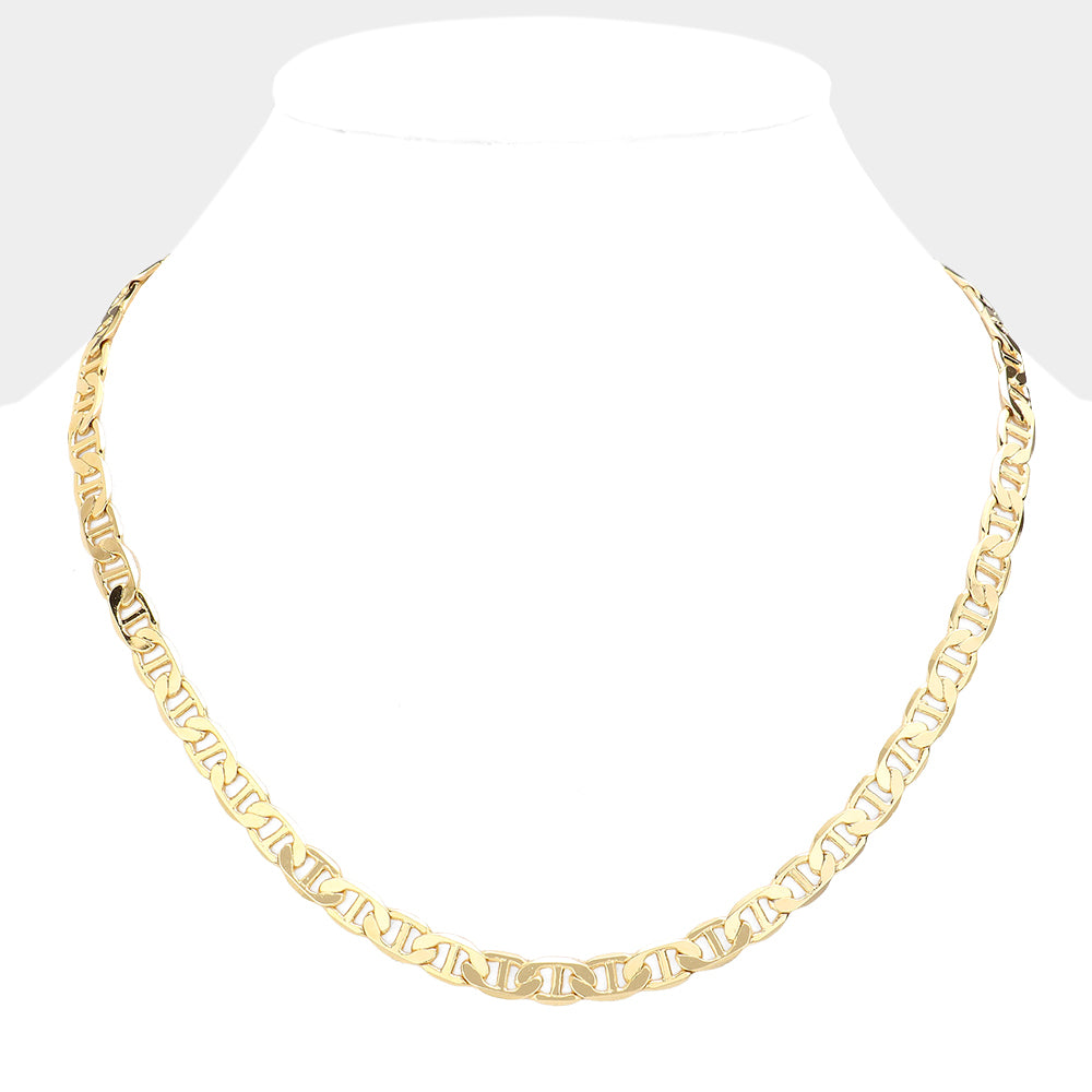 iLLASPARKZ Gold Plated 20 Inch 7mm Mariner Metal Chain Necklace