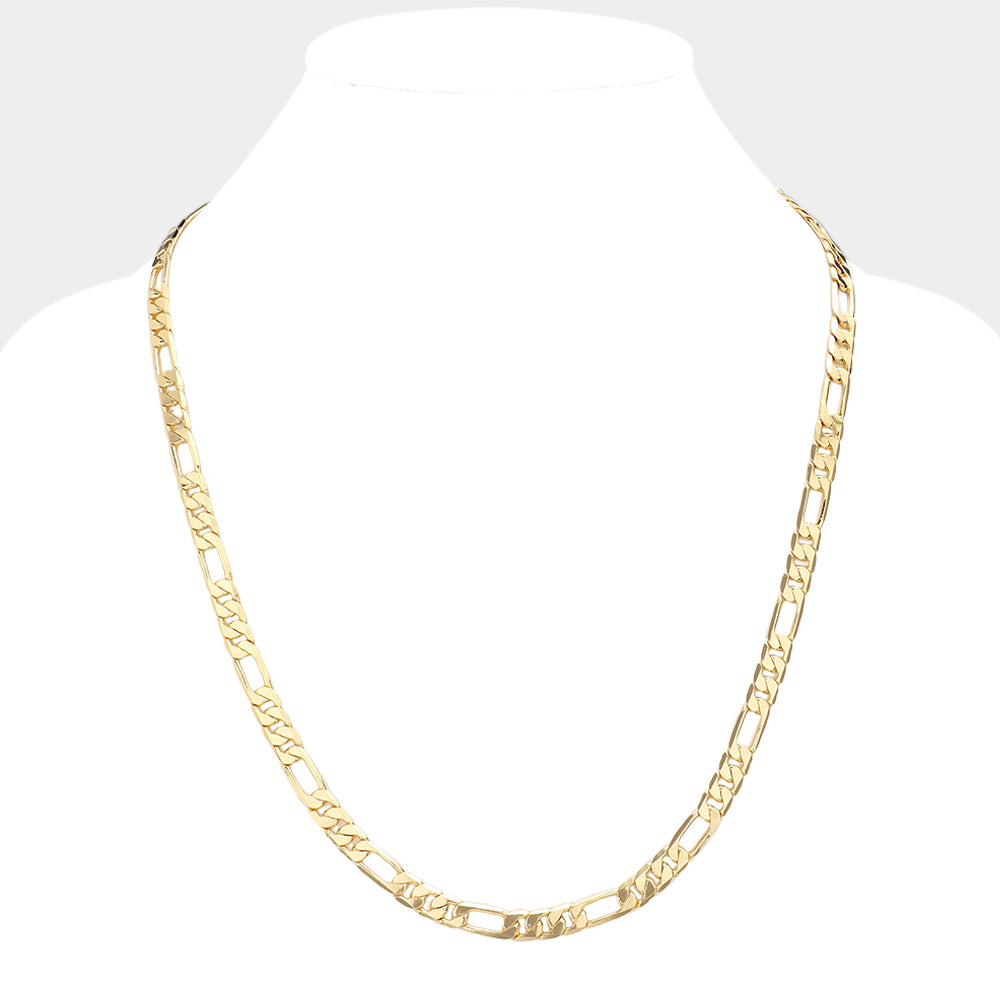 iLLASPARKZ Gold Plated 24 Inch 7mm Figaro Metal Chain Necklace