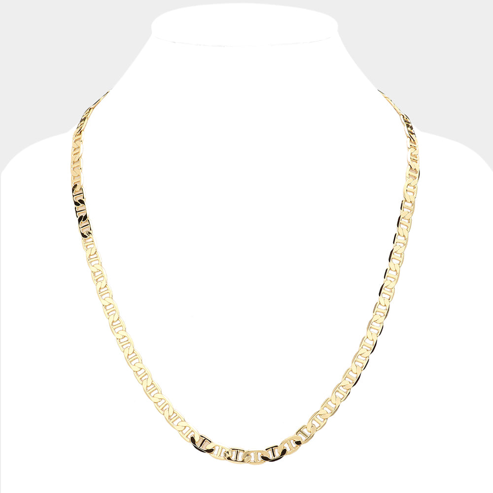 iLLASPARKZ Gold Plated 24 Inch 7mm Mariner Metal Chain Necklace