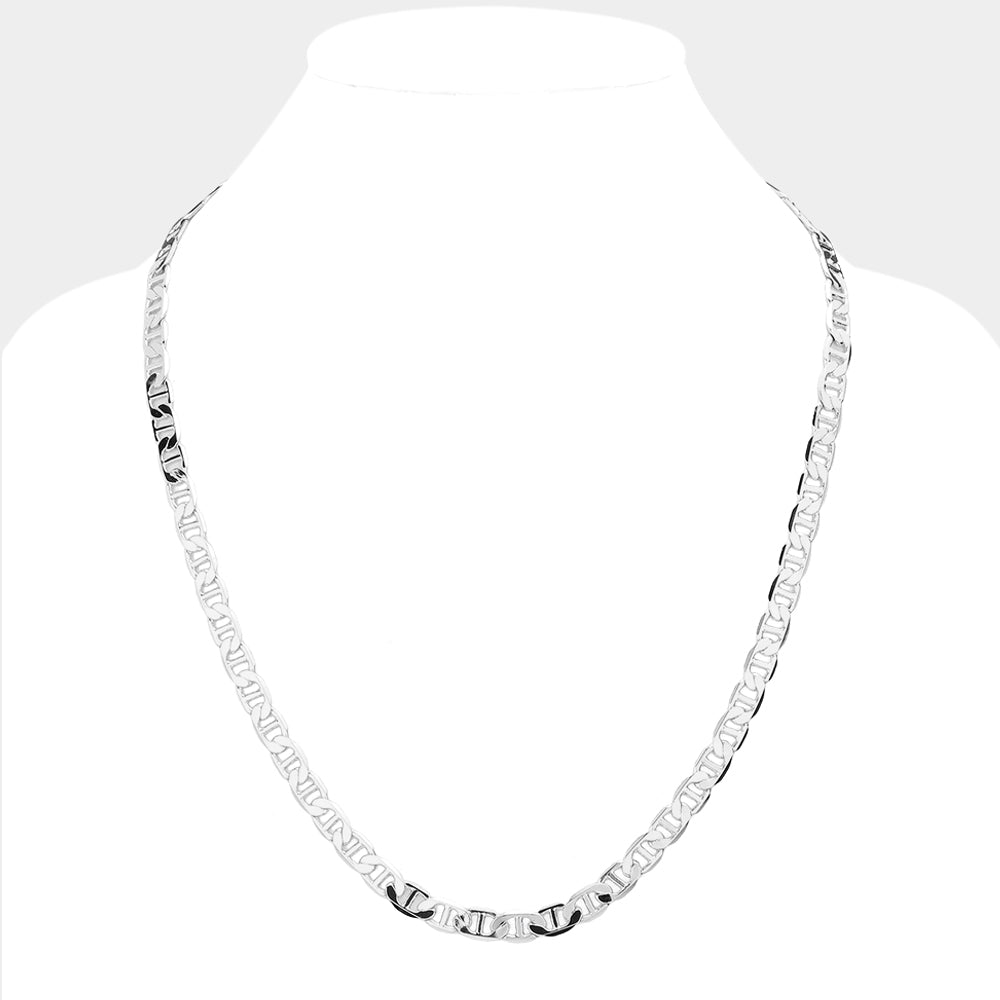 iLLASPARKZ Silver Plated 24 Inch 7mm Mariner Metal Chain Necklace