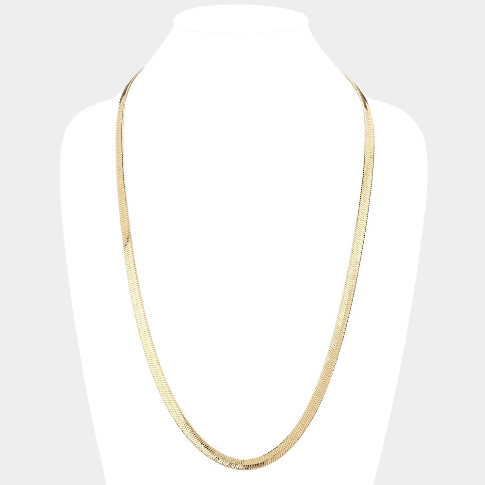 iLLASPARKZ Gold Plated 30 Inch 7mm Herringbone Metal Chain Necklace