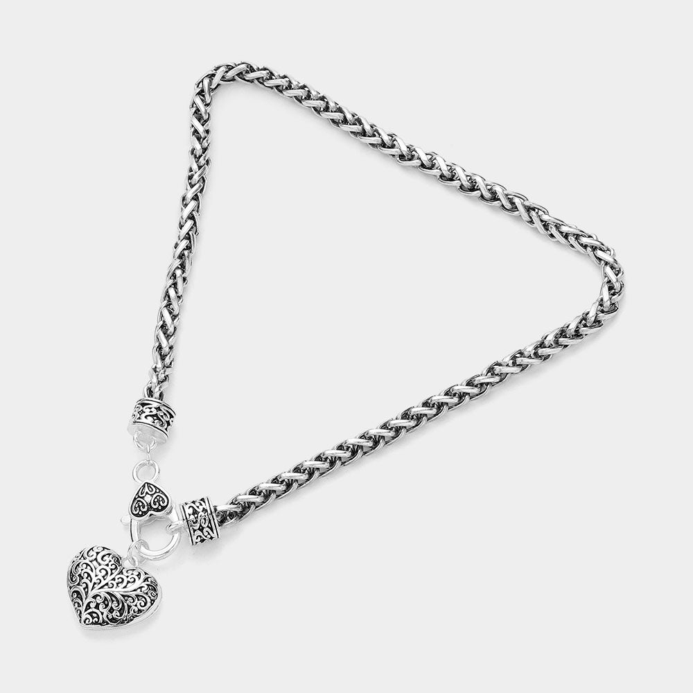 iLLASPARKZ Antique Metal Heart Pendant Necklace