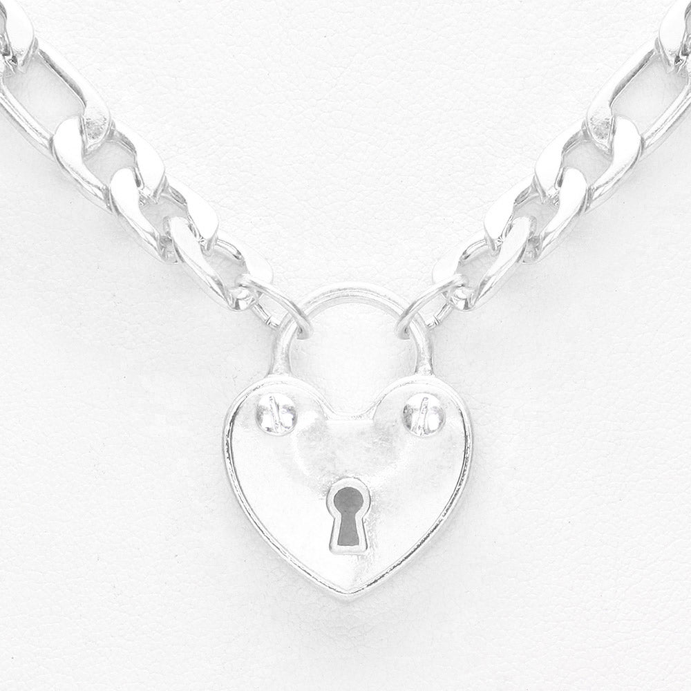 iLLASPARKZ Metal Heart Lock Pendant Necklace