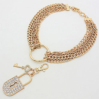 iLLASPARKZ Chunky Pave Lock Necklace Keychain