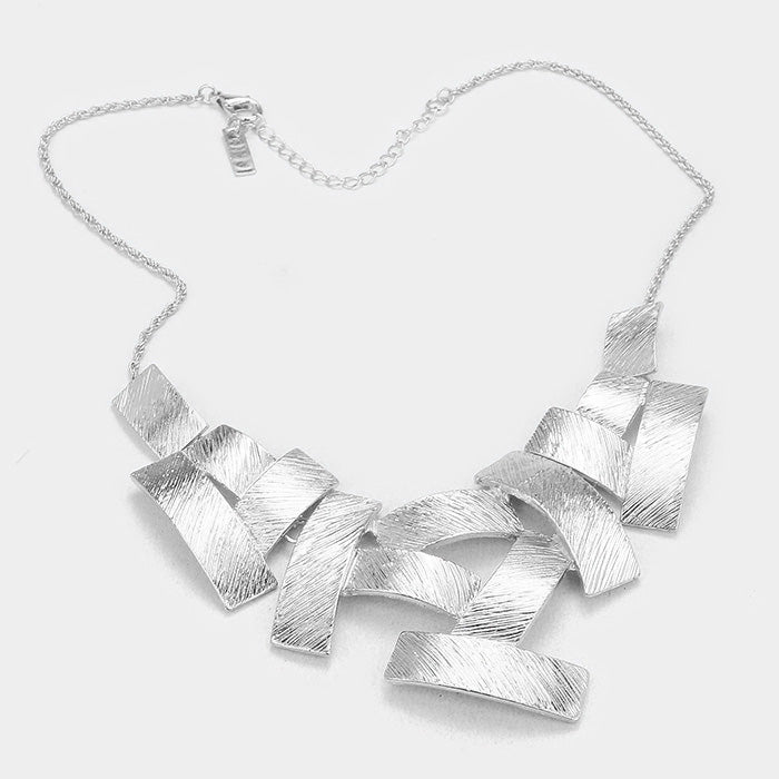 iLLASPARKZ Textured Metal Abstract Statement Necklace