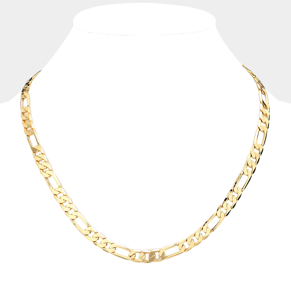 iLLASPARKZ Gold Plated 20 Inch 8mm Figaro Metal Chain Necklace