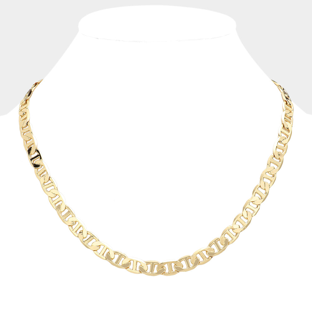 iLLASPARKZ Gold Plated 20 Inch 8mm Mariner Metal Chain Necklace