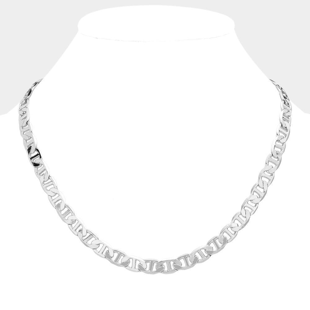 iLLASPARKZ Silver Plated 20 Inch 8mm Mariner Metal Chain Necklace