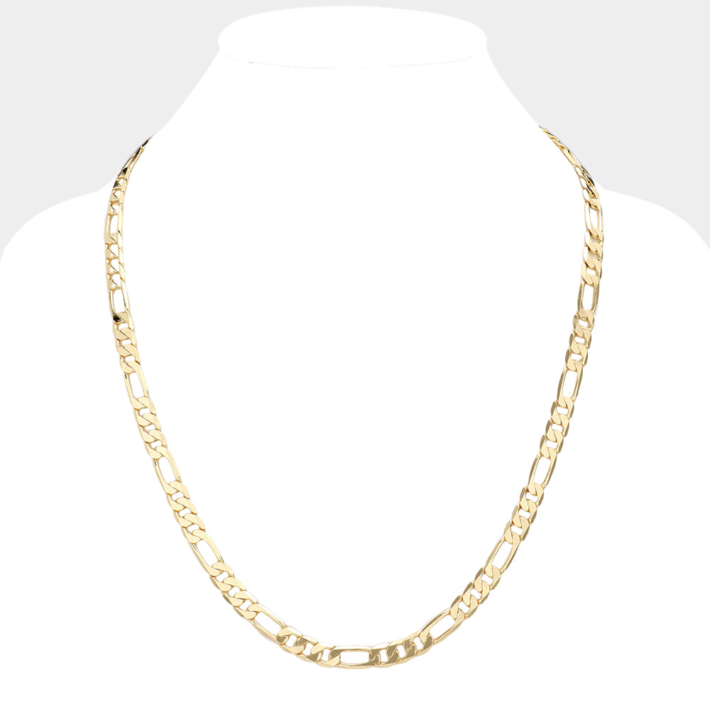 iLLASPARKZ Gold Plated 24 Inch 8mm Figaro Metal Chain Necklace