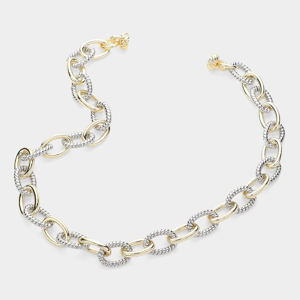 iLLASPARKZ 14K Gold Plated Oval Link Chain Magnetic Necklace