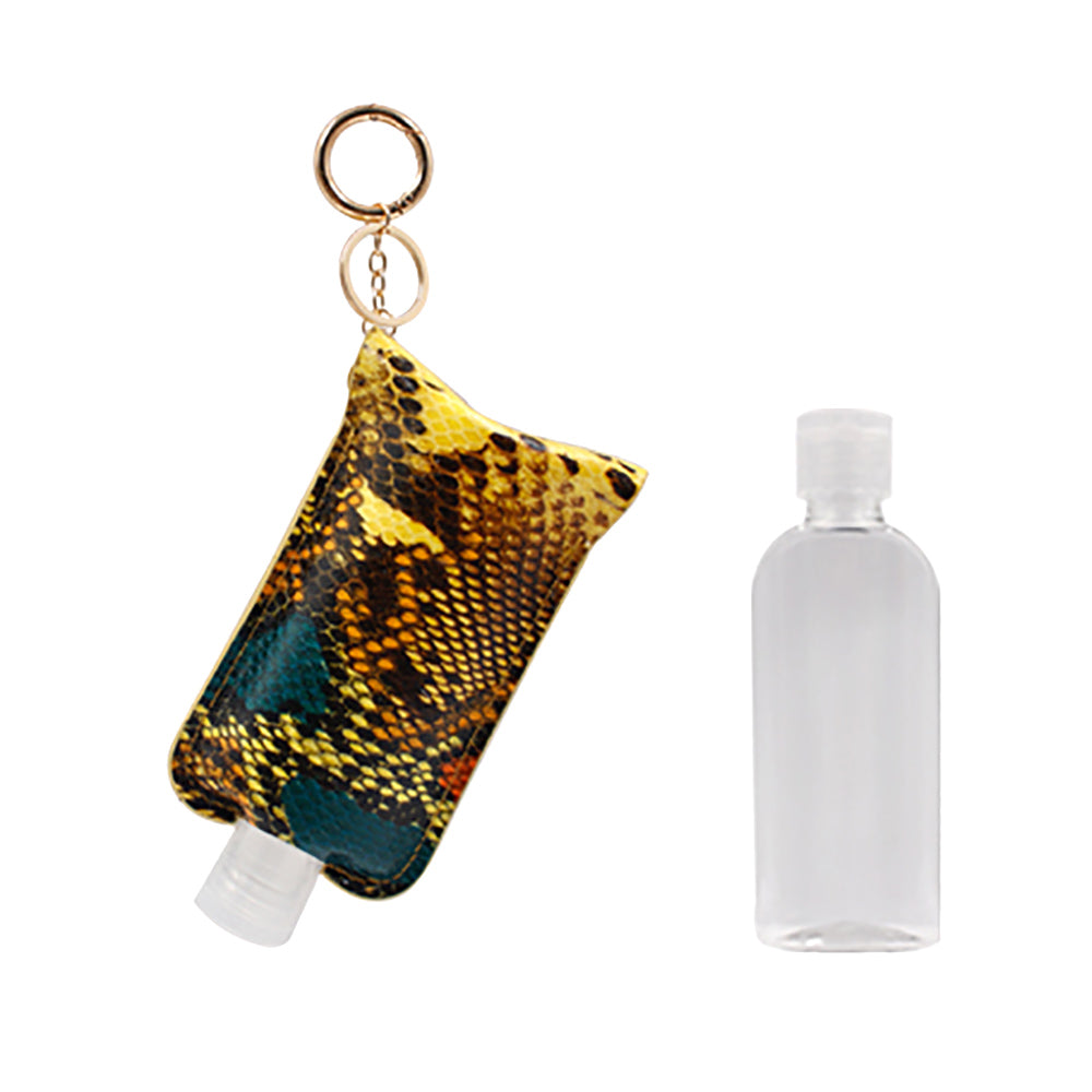 iLLASPARKZ Snake Skin Faux Leather Case with Empty Hand Sanitizer Bottle Set Keychain