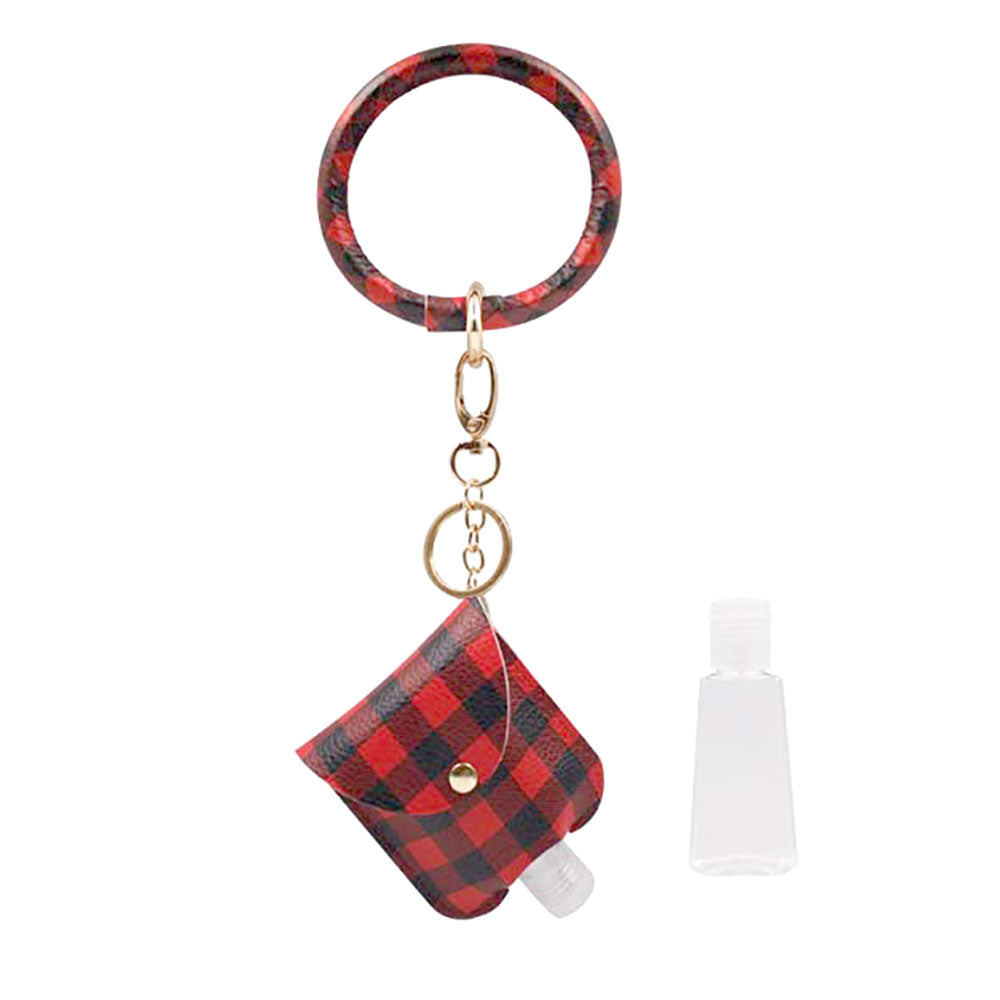 iLLASPARKZ Santa Hat Faux Leather Case with Empty Hand Sanitizer Bottle Set Keychain