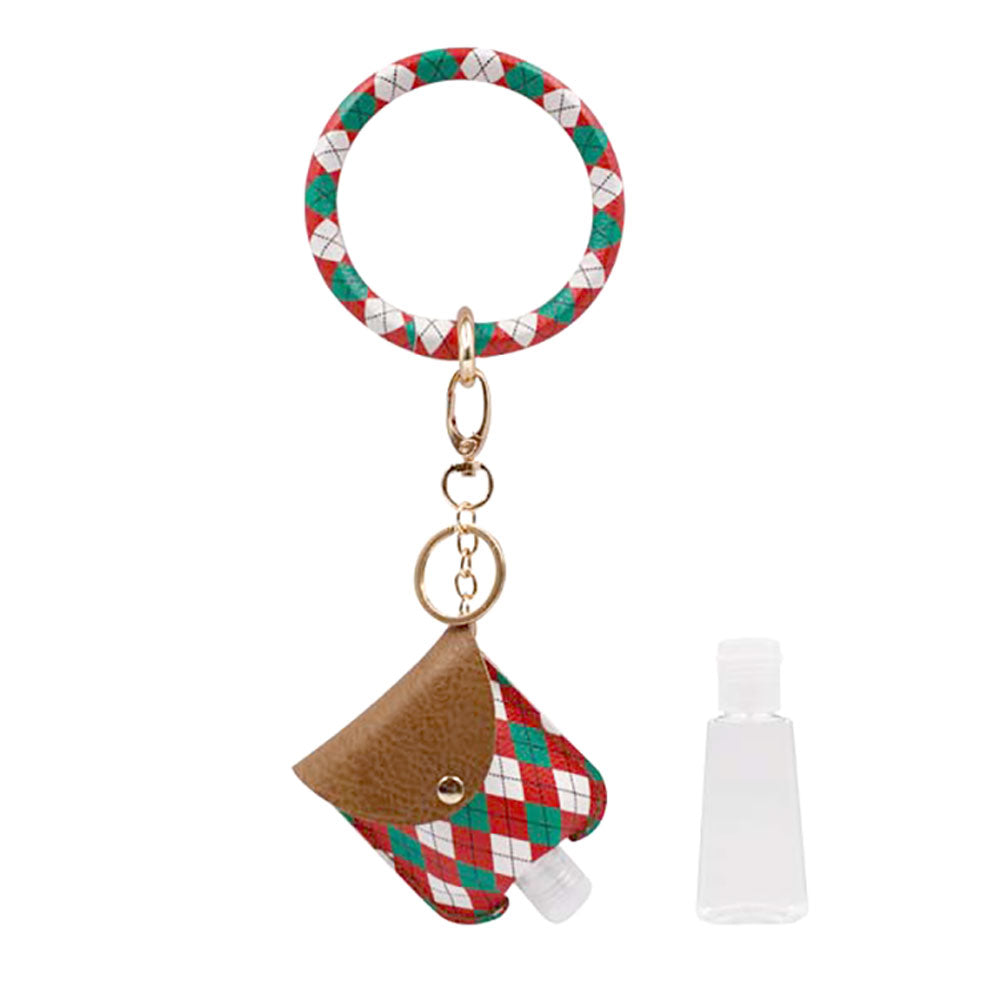 iLLASPARKZ Christmas Tree Faux Leather Case with Empty Hand Sanitizer Bottle Set Keychain