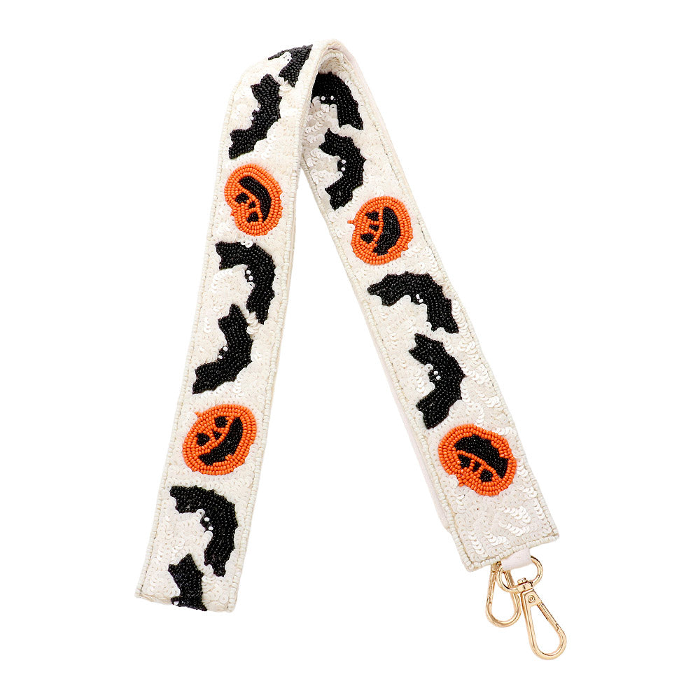 iLLASPARKZ Halloween Bat Pumpkin Seed Beaded Bag Strap