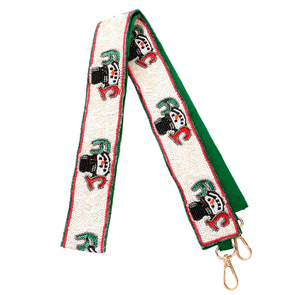 iLLASPARKZ JOY Christmas Snowman Seed Beaed Bag Strap