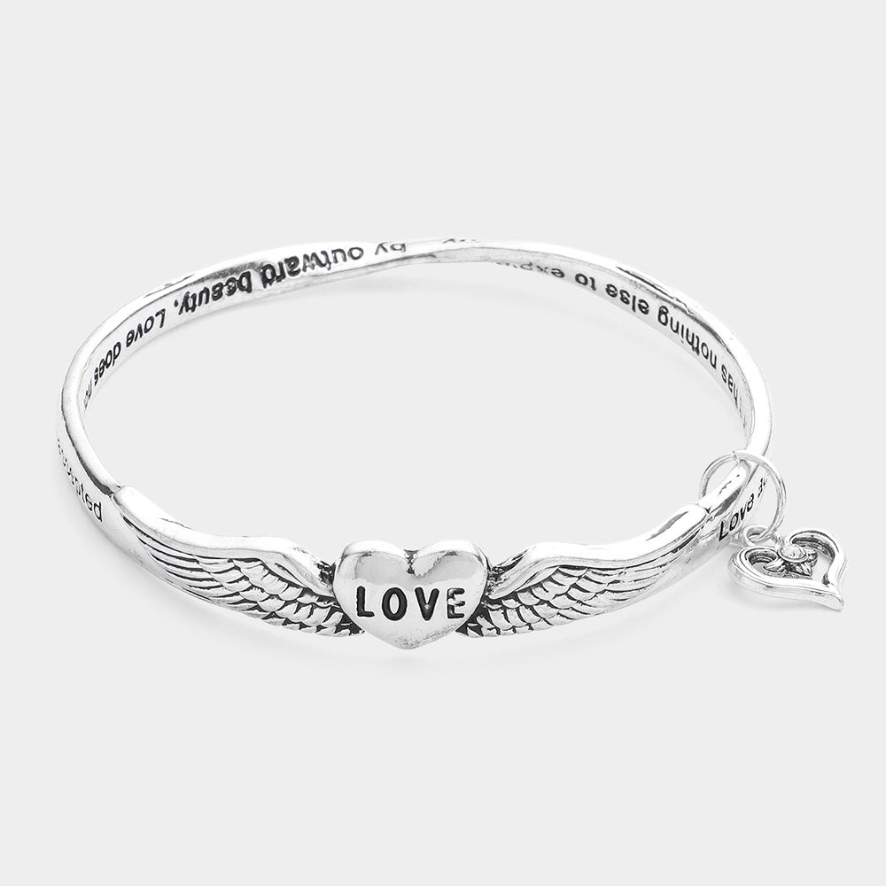 iLLASPARKZ Love Heart Wings Bangle Bracelet