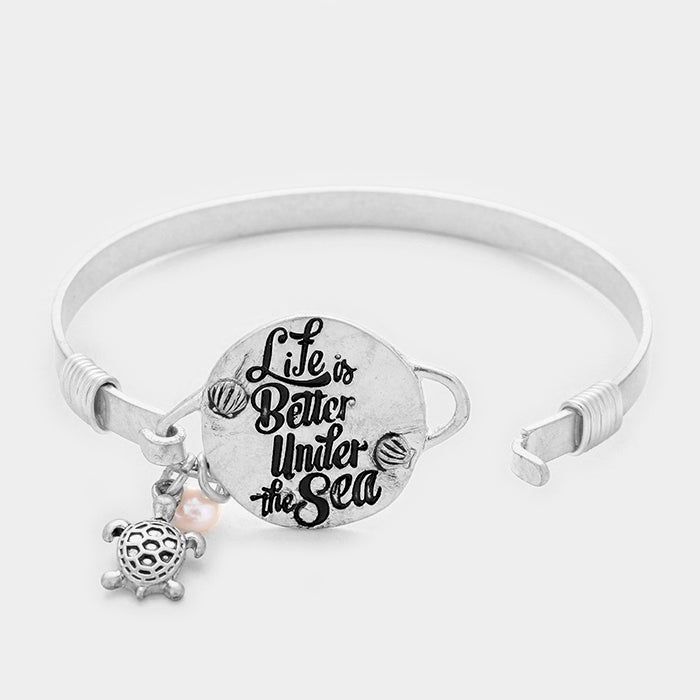 iLLASPARKZ 'Life is better under the sea' message charm bracelet