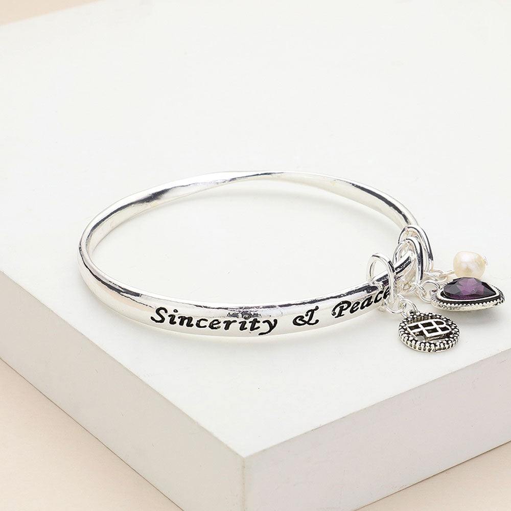 iLLASPARKZ 'Sincerity & Peace' February Heart Birthday Stone Charm Bracelet