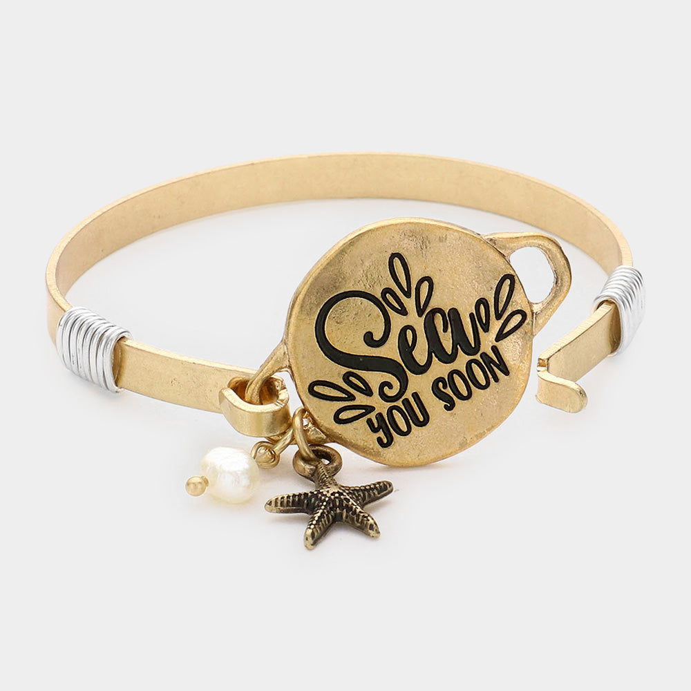 iLLASPARKZ Sea You Soon Message Starfish Charm Hook Bracelet