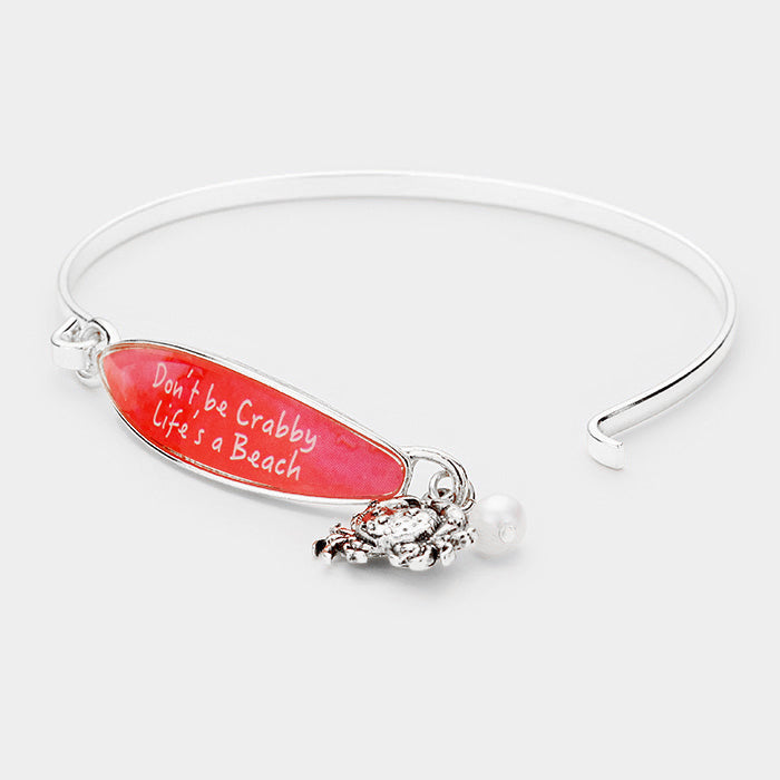 iLLASPARKZ Don't be Crabby Life's a Beach Crab Charm Surfboard Hook Bracelet