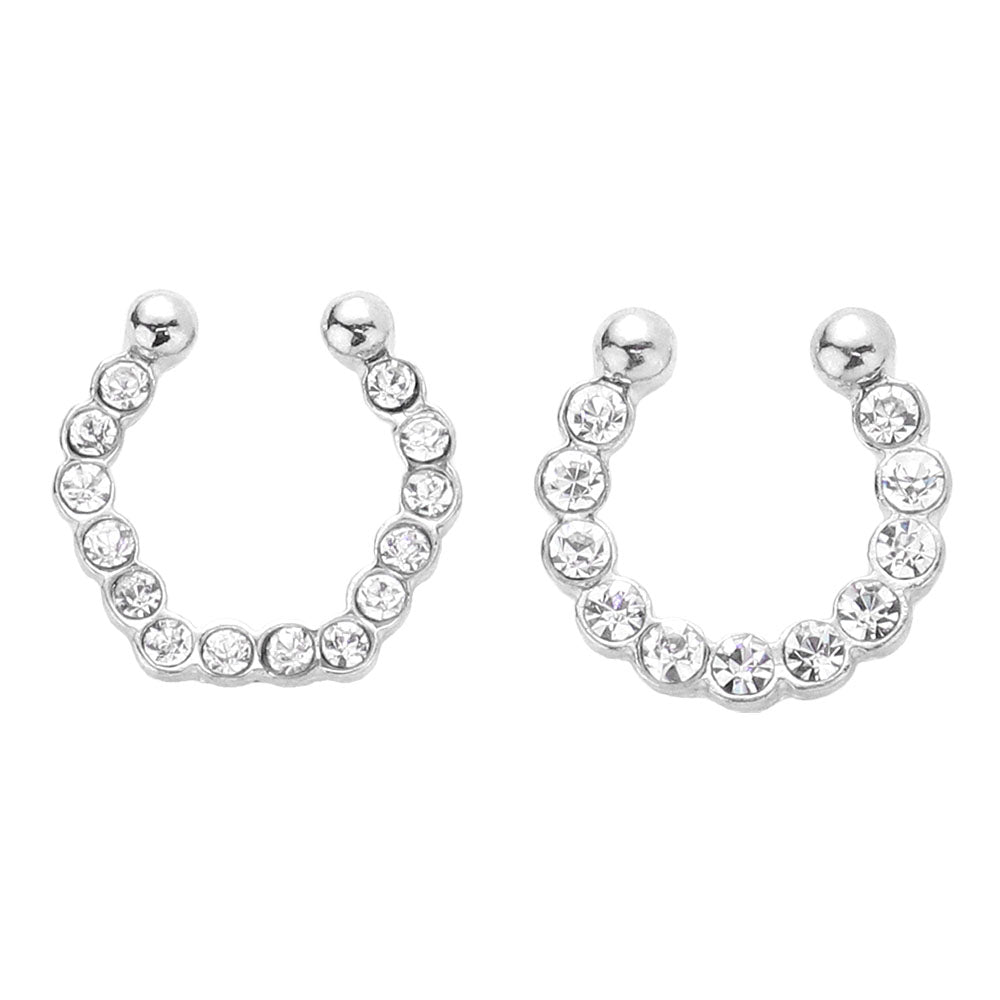 iLLASPARKZ 2PCS - Stone Embellished Metal Nose Cuffs