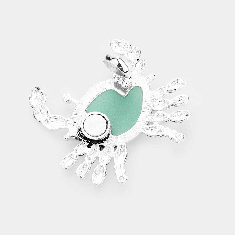 iLLASPARKZ Sea Glass Detail Metal Crab Magnetic Pendant Set