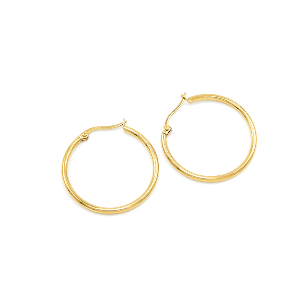 iLLASPARKZ 18K Gold Dipped Stainless Steel 1.2 Inch Metal Hoop Pin Catch Earrings