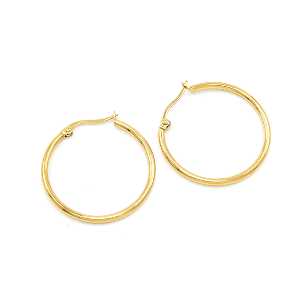 iLLASPARKZ 18K Gold Dipped Stainless Steel 1.5 Inch Metal Hoop Pin Catch Earrings