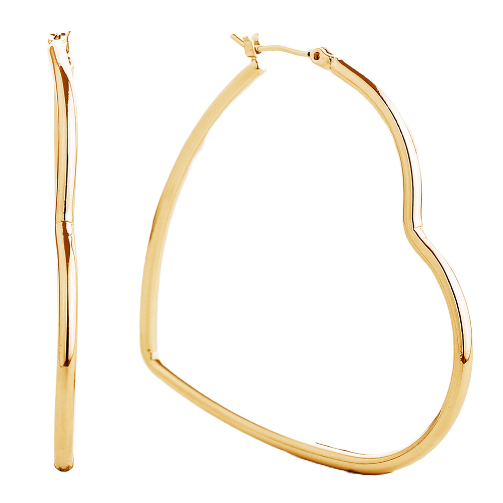 iLLASPARKZ 14K Gold Dipped Heart Hoop Pin Catch Earrings