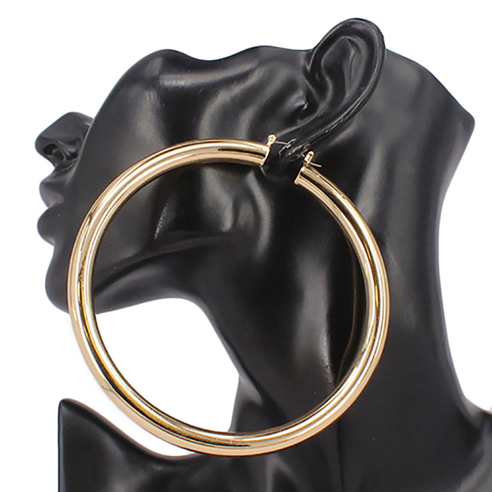 iLLASPARKZ Oversized Chunky Metal 4 Inch Hoop Pin Catch Earrings