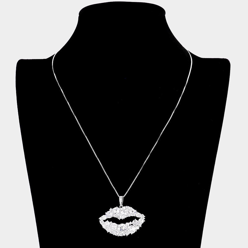 iLLASPARKZ CZ Lips Pendant Necklace