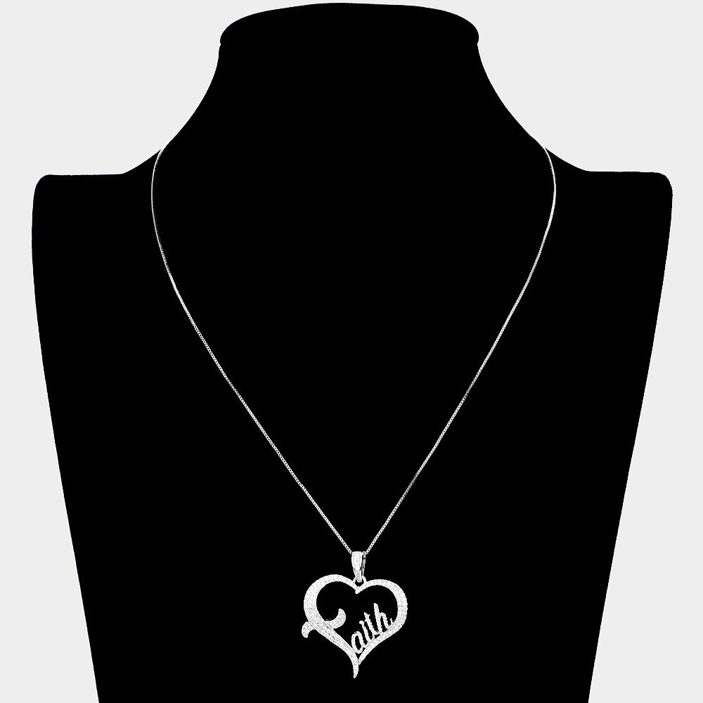 iLLASPARKZ faith Message CZ Open Heart Pendant Necklace