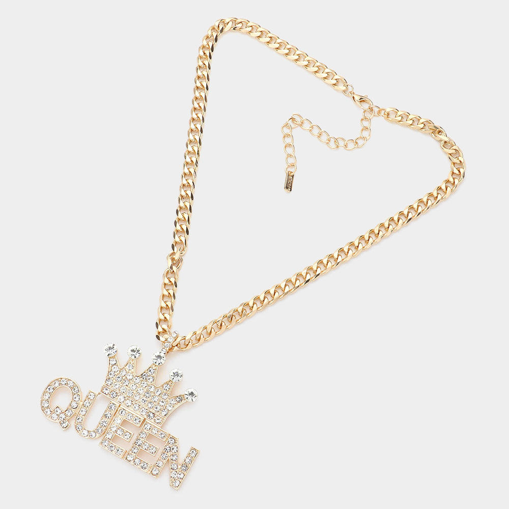 iLLASPARKZ Crown Queen Message Pendant Necklace