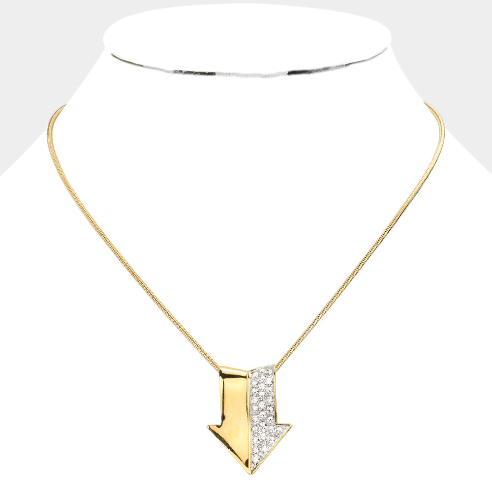 iLLASPARKZ Half pave arrow pendant necklace