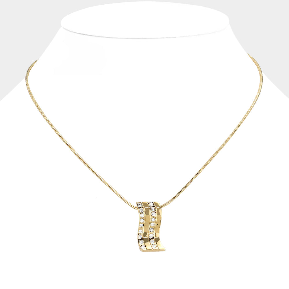 iLLASPARKZ Rhinestone curve pendant necklace