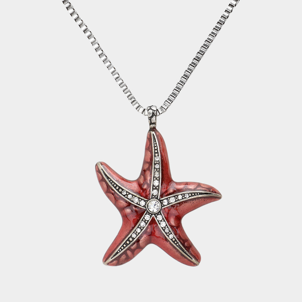 iLLASPARKZ Crystal Enamel Starfish Pendant Necklace