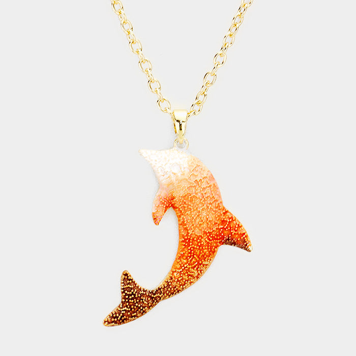 iLLASPARKZ Dolphin Colored Metal Pendant Necklace