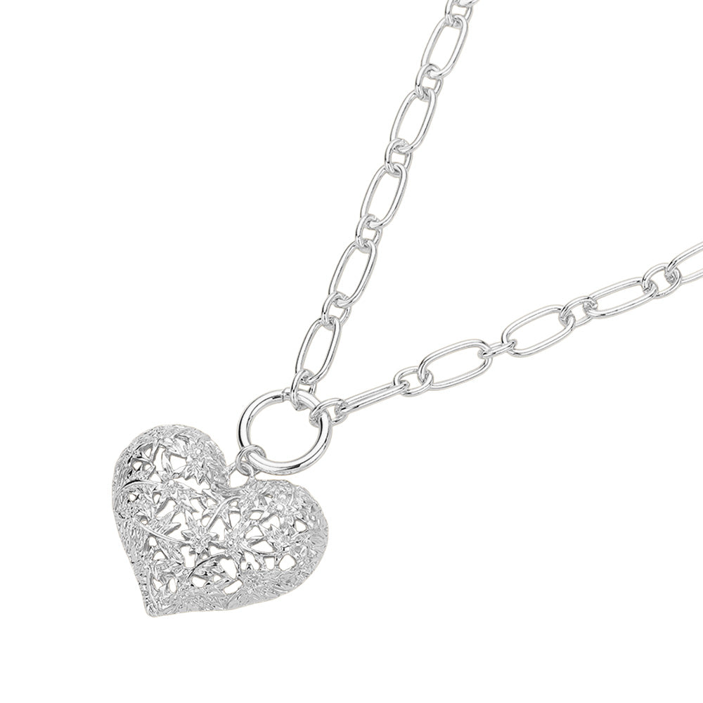 iLLASPARKZ Chunky Metal Filigree Heart Pendant Necklace