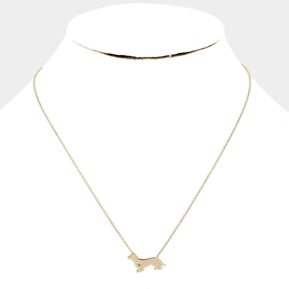 iLLASPARKZ Gold Dipped Dachshund Dog Pendant Necklace