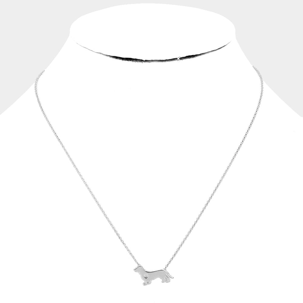 iLLASPARKZ White Gold Dipped Dachshund Dog Pendant Necklace